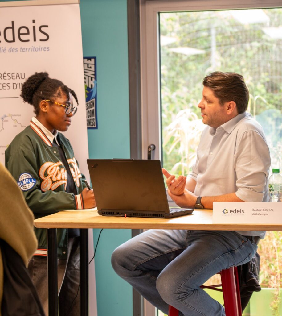 Entretien en face à face autour des métiers de l’ingénierie et des usages du BIM, dans un cadre convivial.